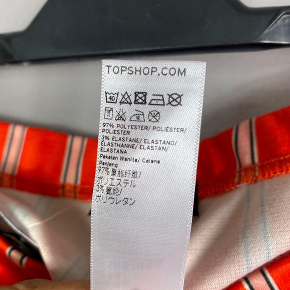 Topshop Oxford Stripe Flare High Waist Trousers Pants in Red Orange Size… - Picture 10 of 10